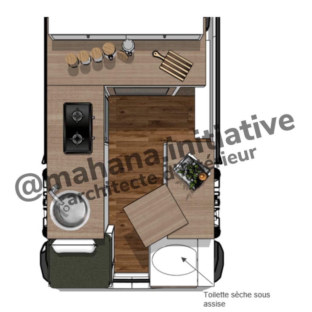 plan 3D volkswagen T5 aménagé