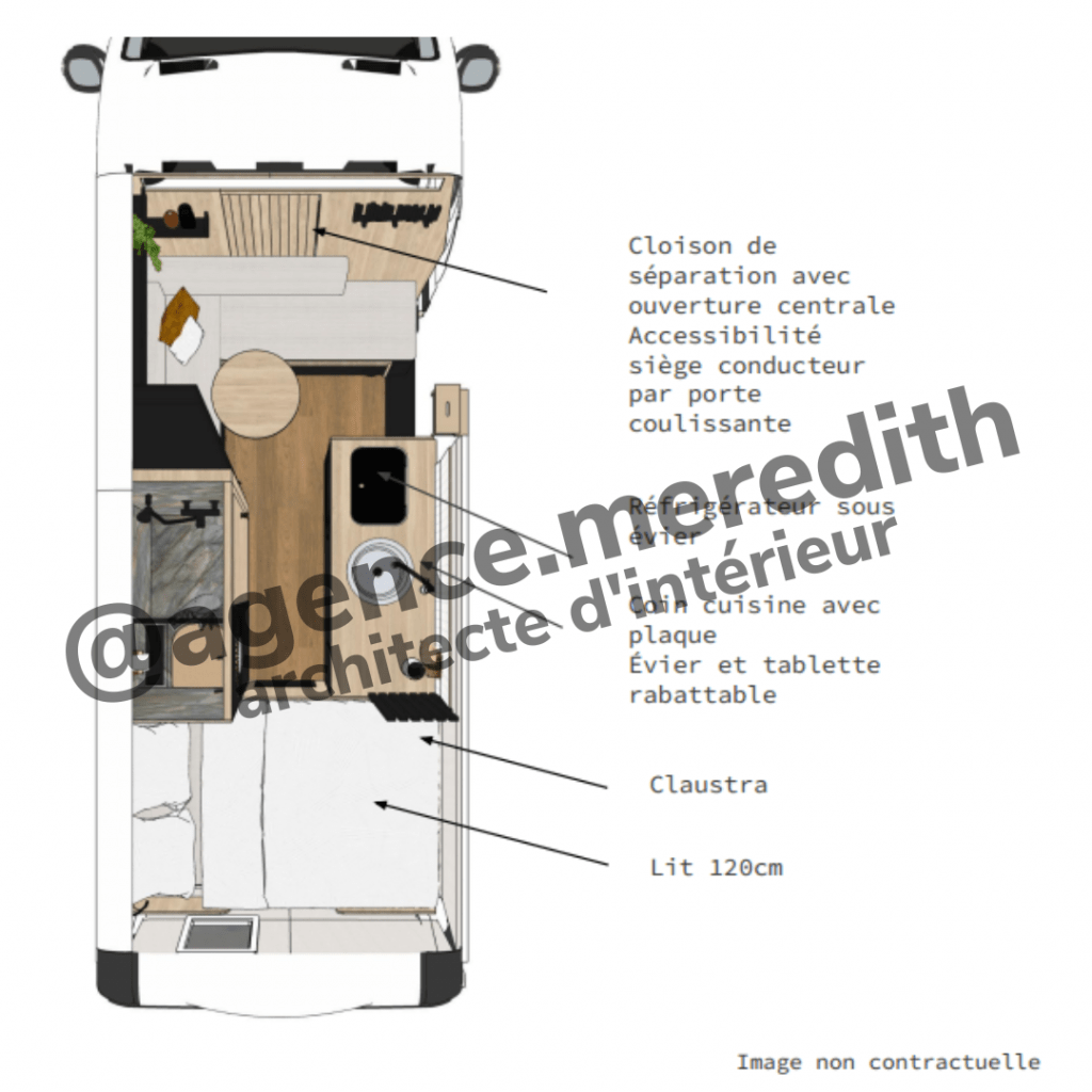 Plan 3D boxer L4H2 aménagé