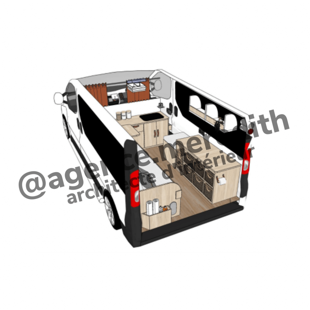 plan 3D opel vivaro aménagé